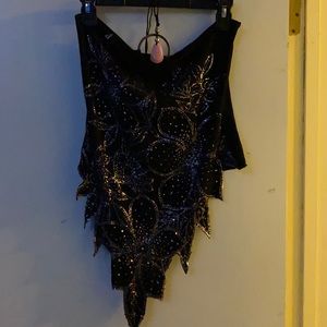 Black and pink sequined top